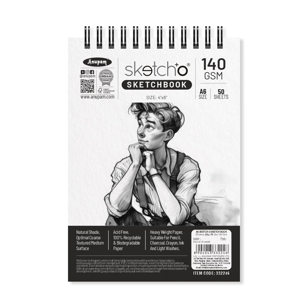 Anupam Sketch-O Sketching and Drawing Sketchbook-Soft Bound-Cartridge Paper-140GSM-Wireo Book